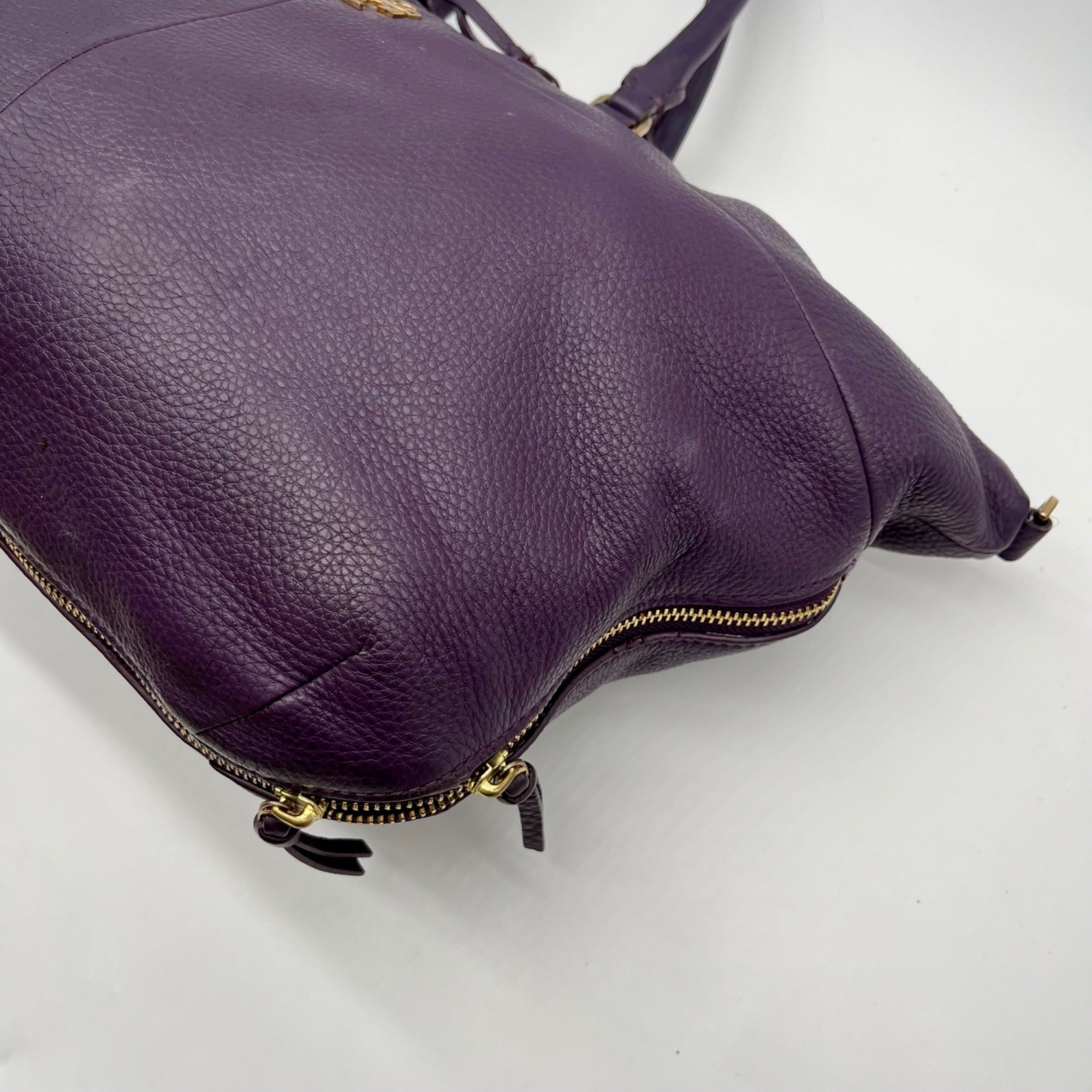 Tory Burch Purple Pebbled Leather Reversible Shoulder Bag
