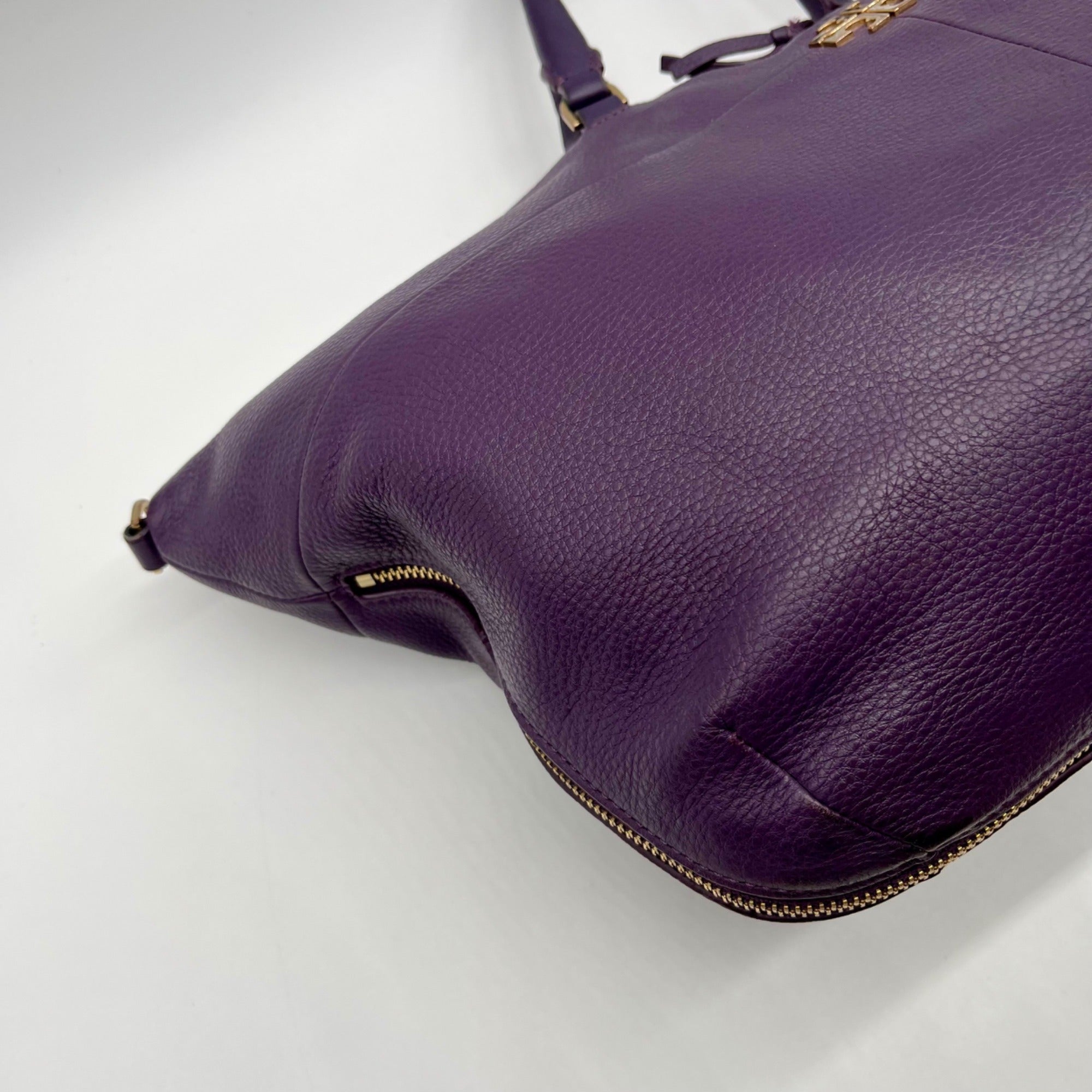 Tory Burch Purple Pebbled Leather Reversible Shoulder Bag