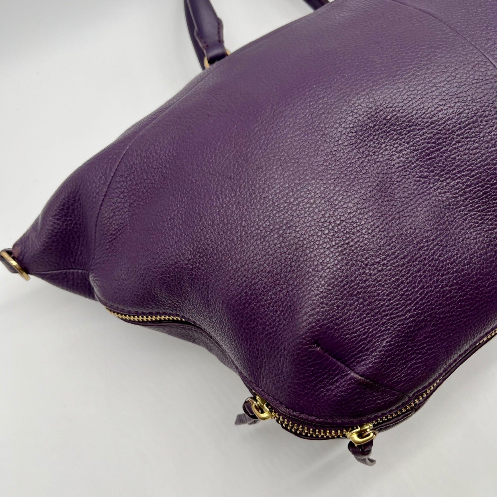 Tory Burch Purple Pebbled Leather Reversible Shoulder Bag