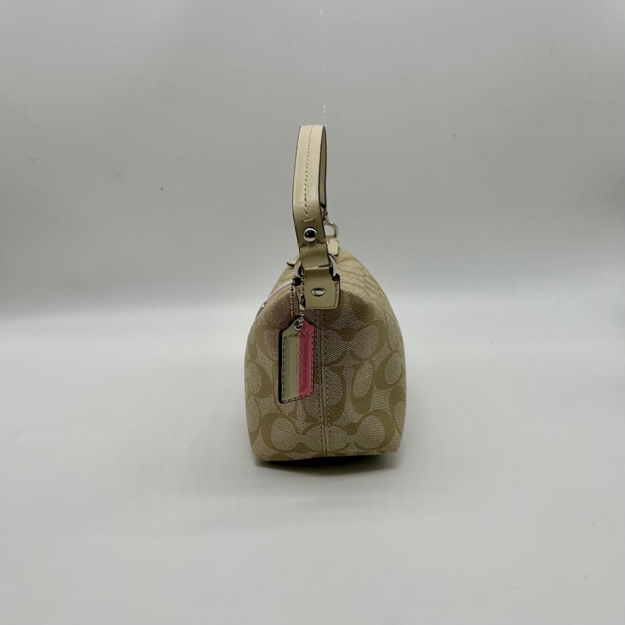Coach Legacy Beige Canvas Signature Stripe Top Handle Bag