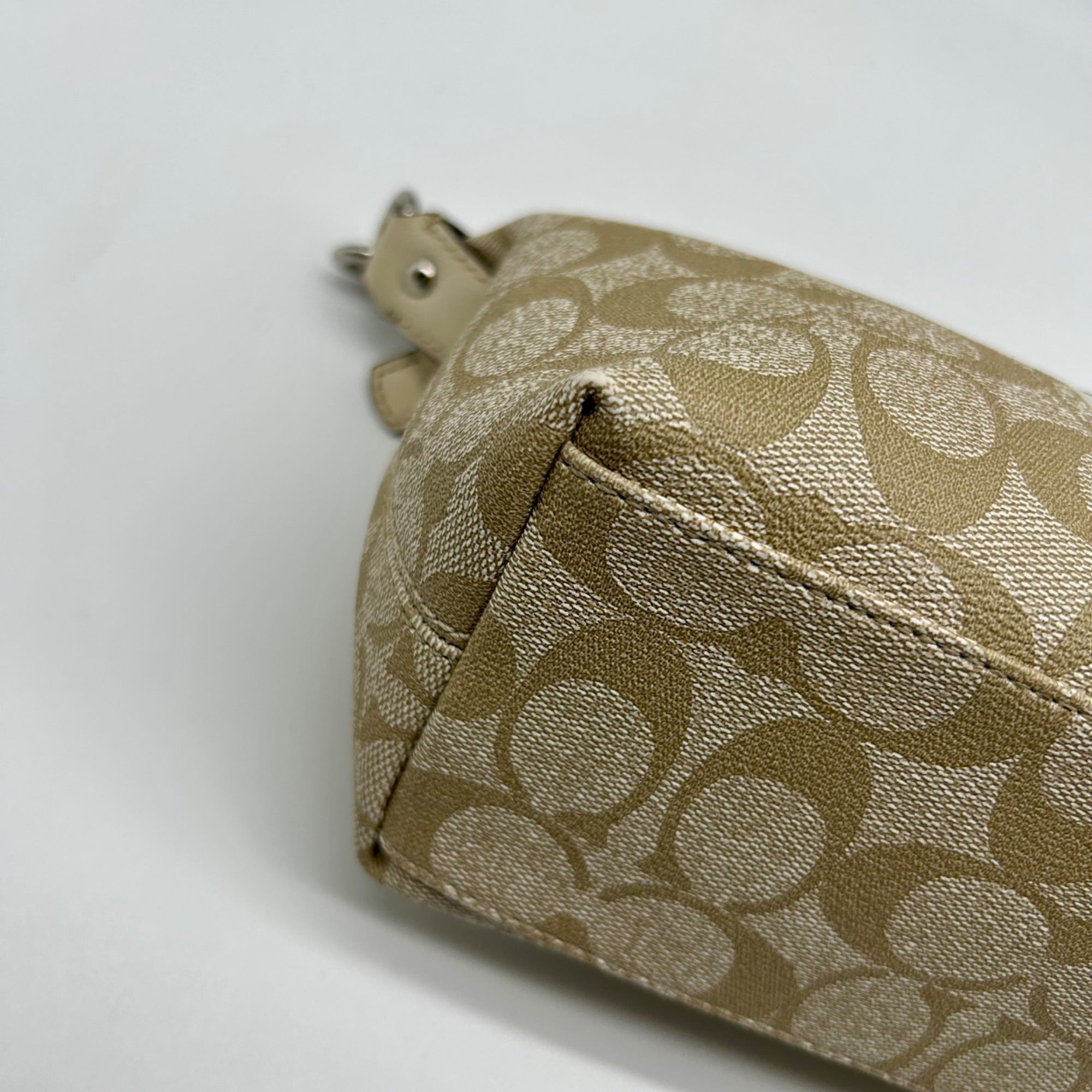 Coach Legacy Beige Canvas Signature Stripe Top Handle Bag