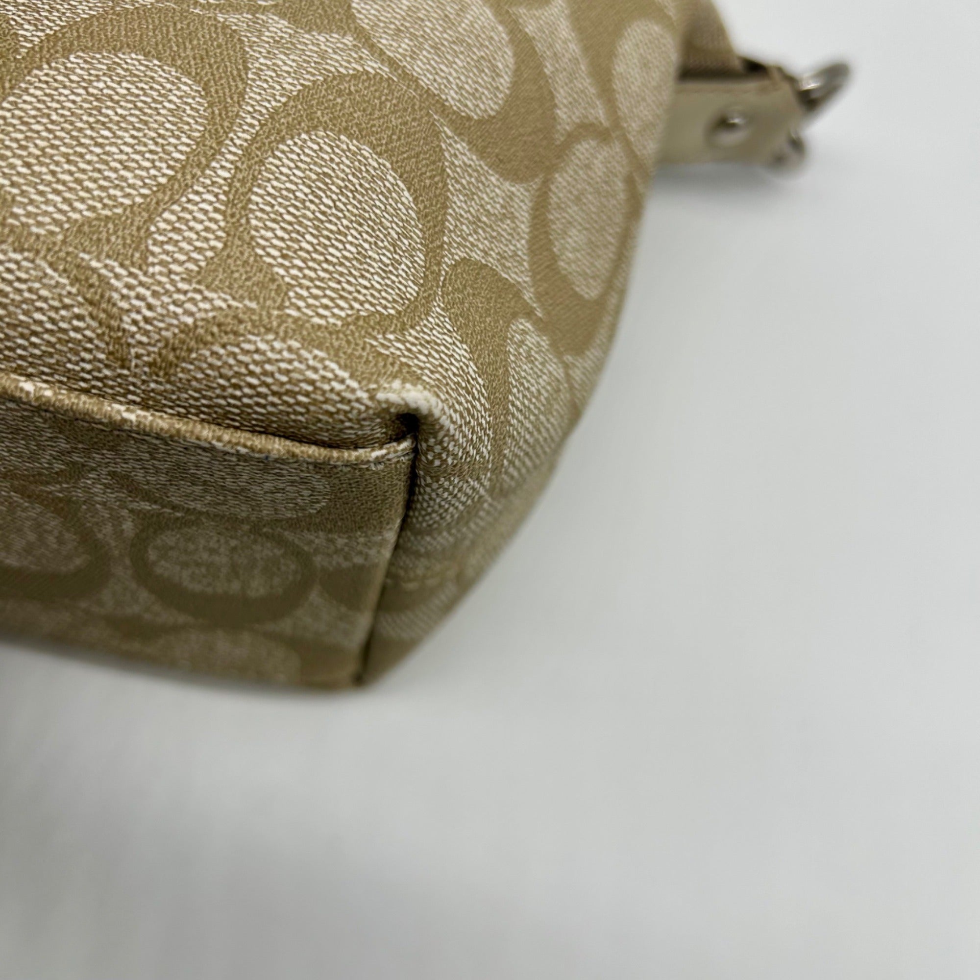 Coach Legacy Beige Canvas Signature Stripe Top Handle Bag