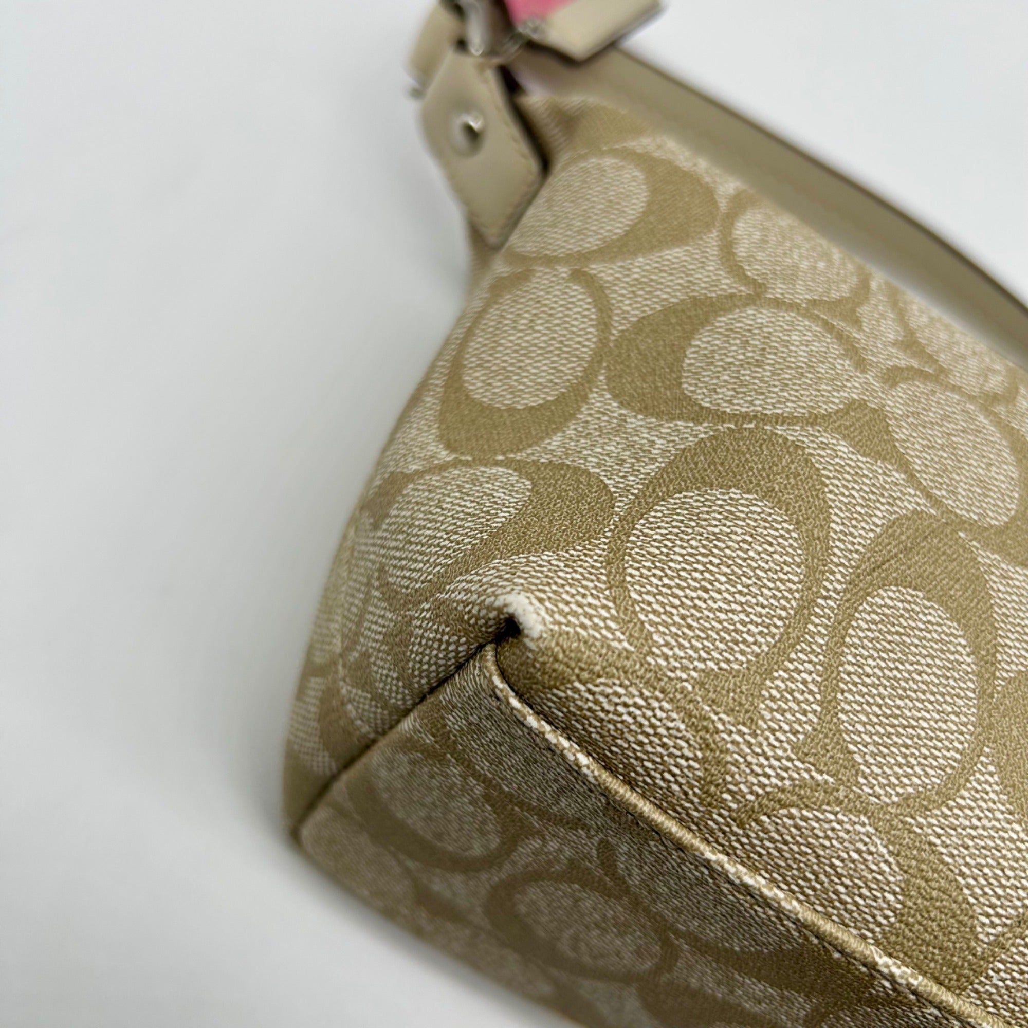 Coach Legacy Beige Canvas Signature Stripe Top Handle Bag