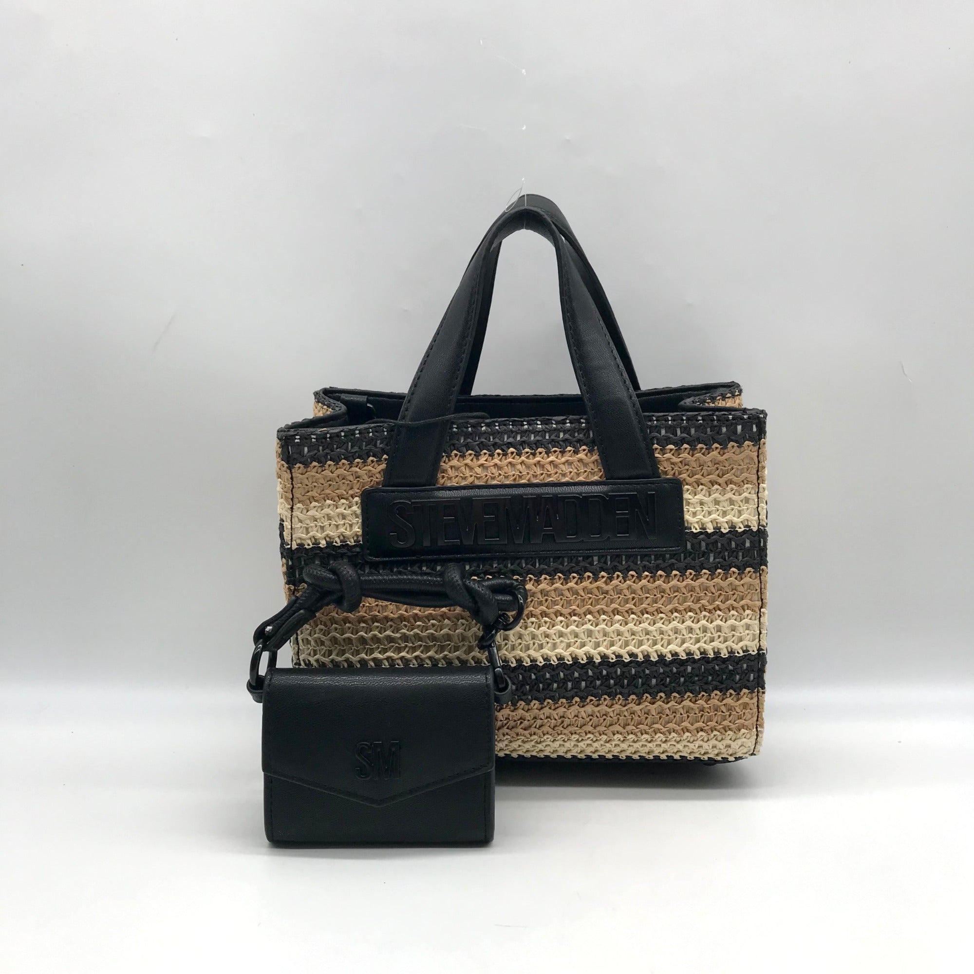 Steve Madden Beige Raffia Bflores Mini Tote With Wallet