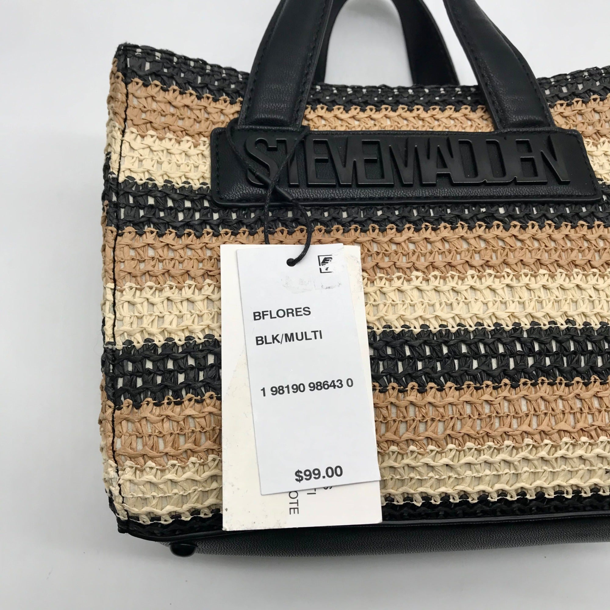 Steve Madden Beige Raffia Bflores Mini Tote With Wallet