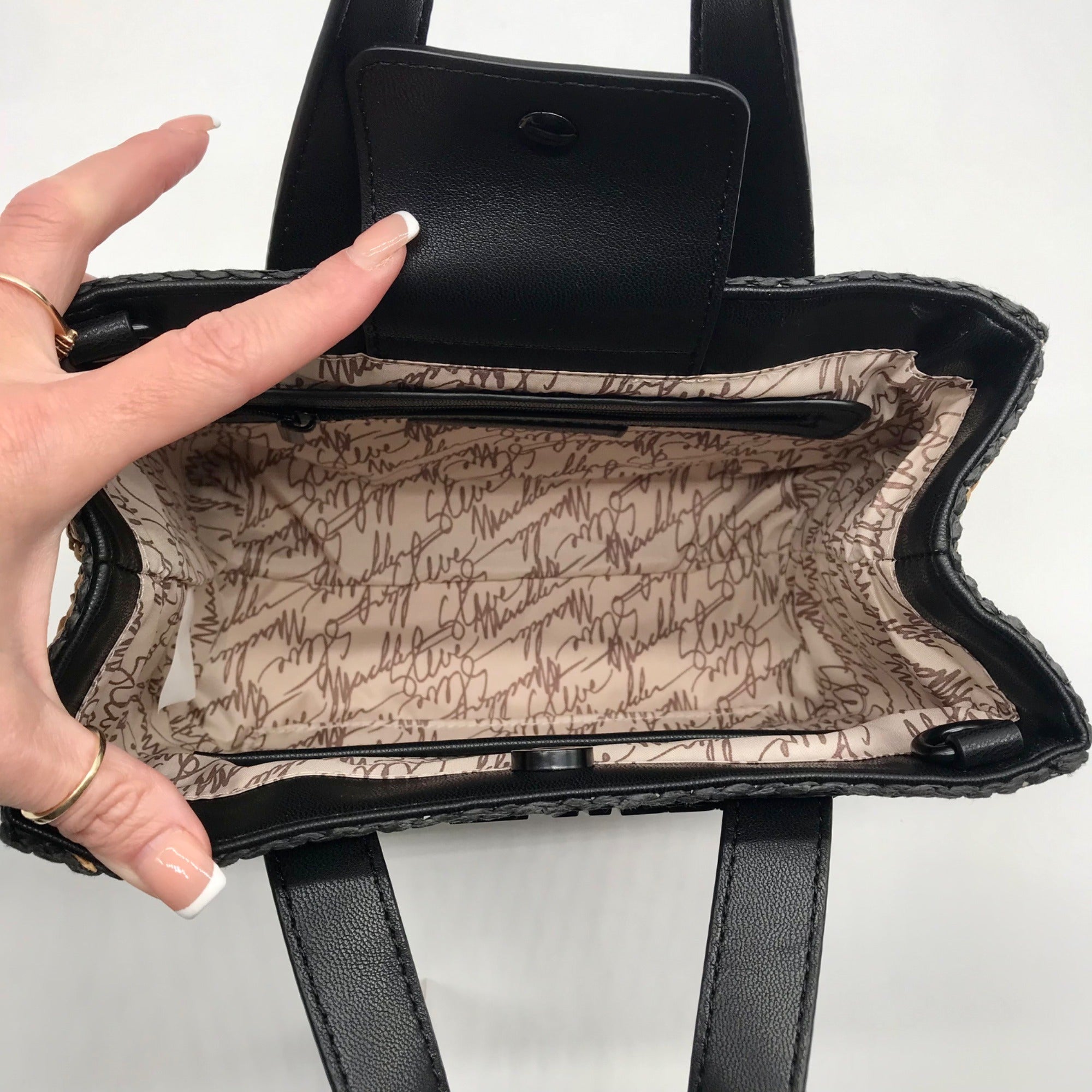 Steve Madden Beige Raffia Bflores Mini Tote With Wallet