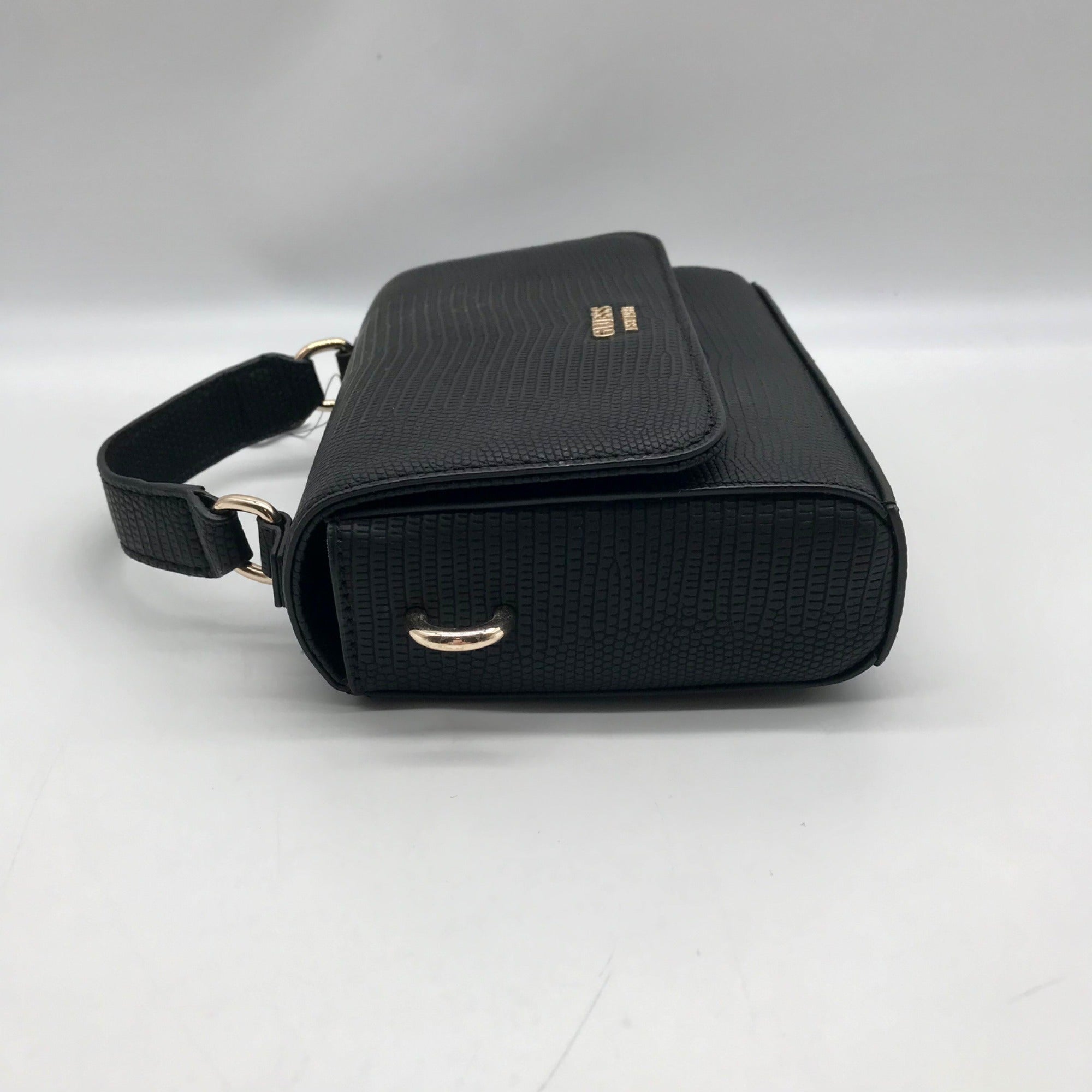 Guess Black Mini Lyndi Mini Flap Crossbody Bag