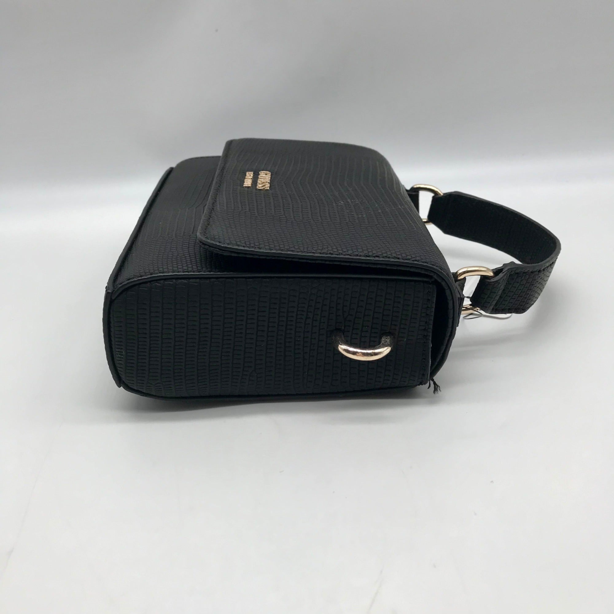 Guess Black Mini Lyndi Mini Flap Crossbody Bag