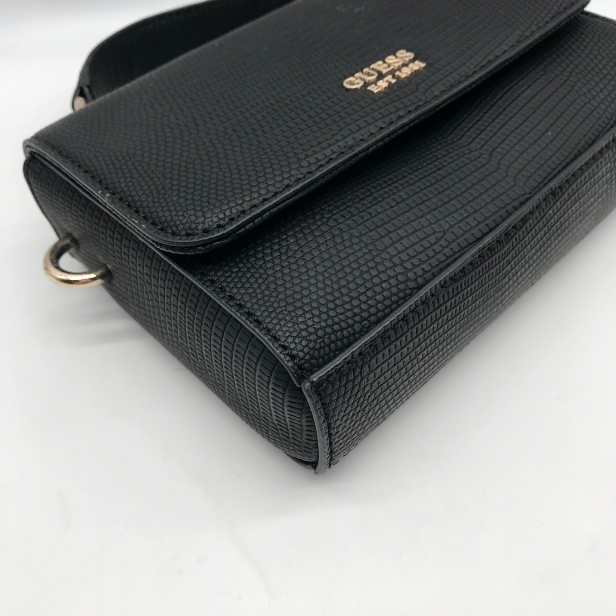 Guess Black Mini Lyndi Mini Flap Crossbody Bag