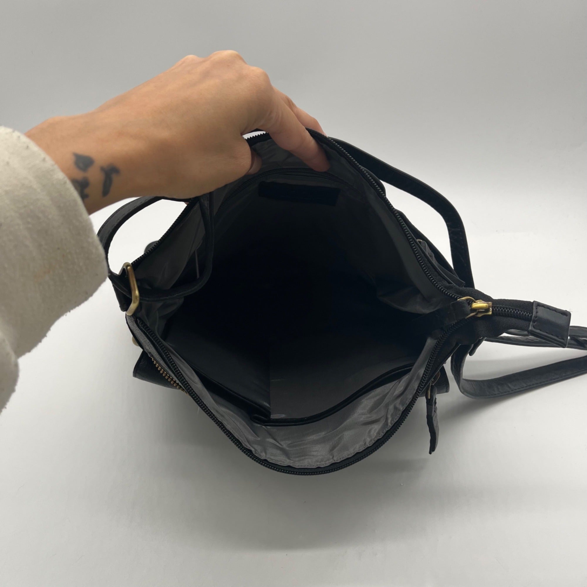 Leder Buck FatFace Ava Black Backpack