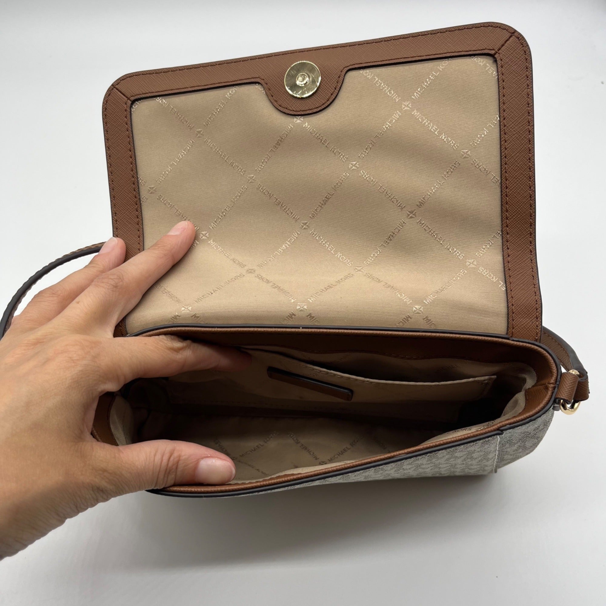 Michael Kors Cream Coated Canvas Jet Set Crossbody