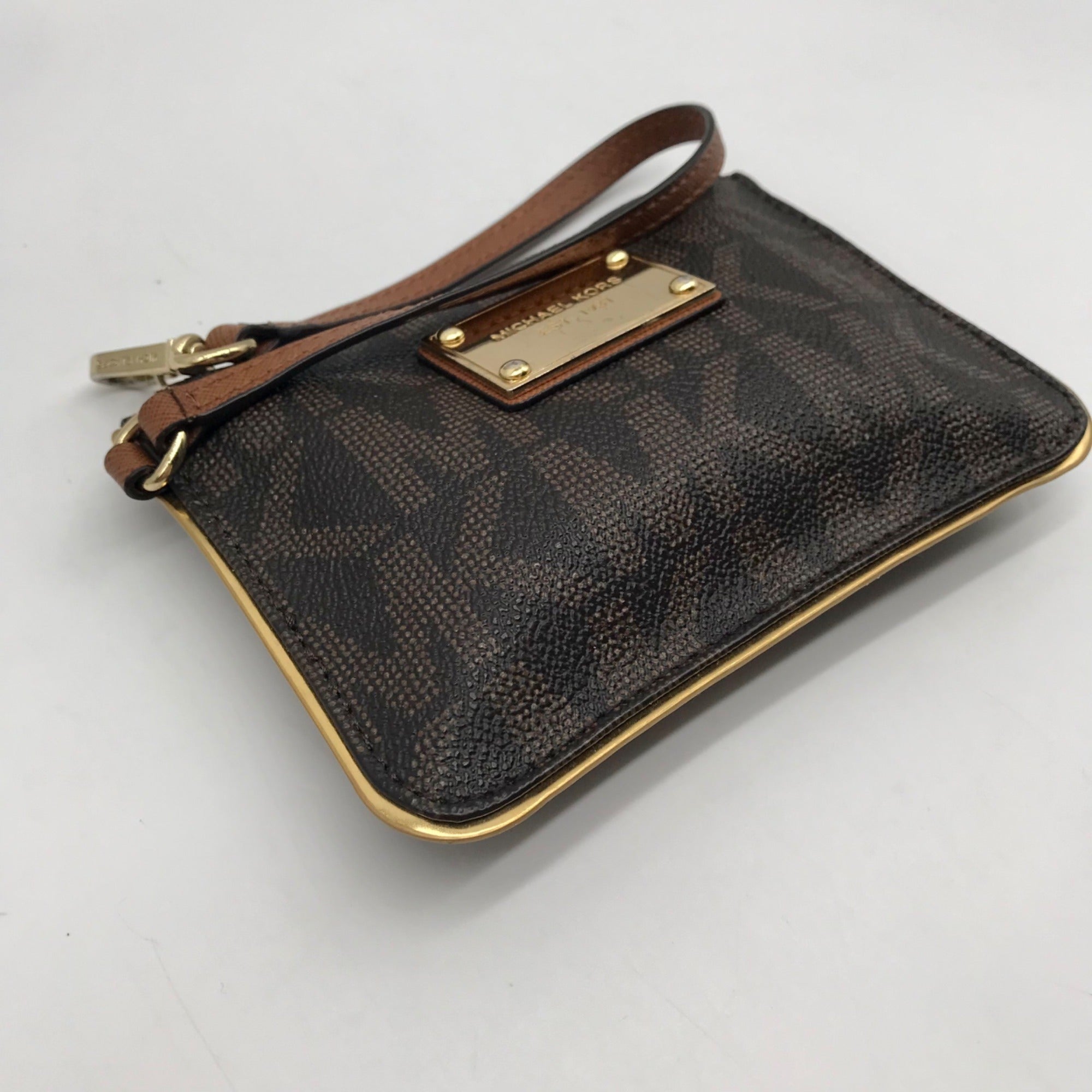 Michael Kors Brown Leather Jet Set Wristlet