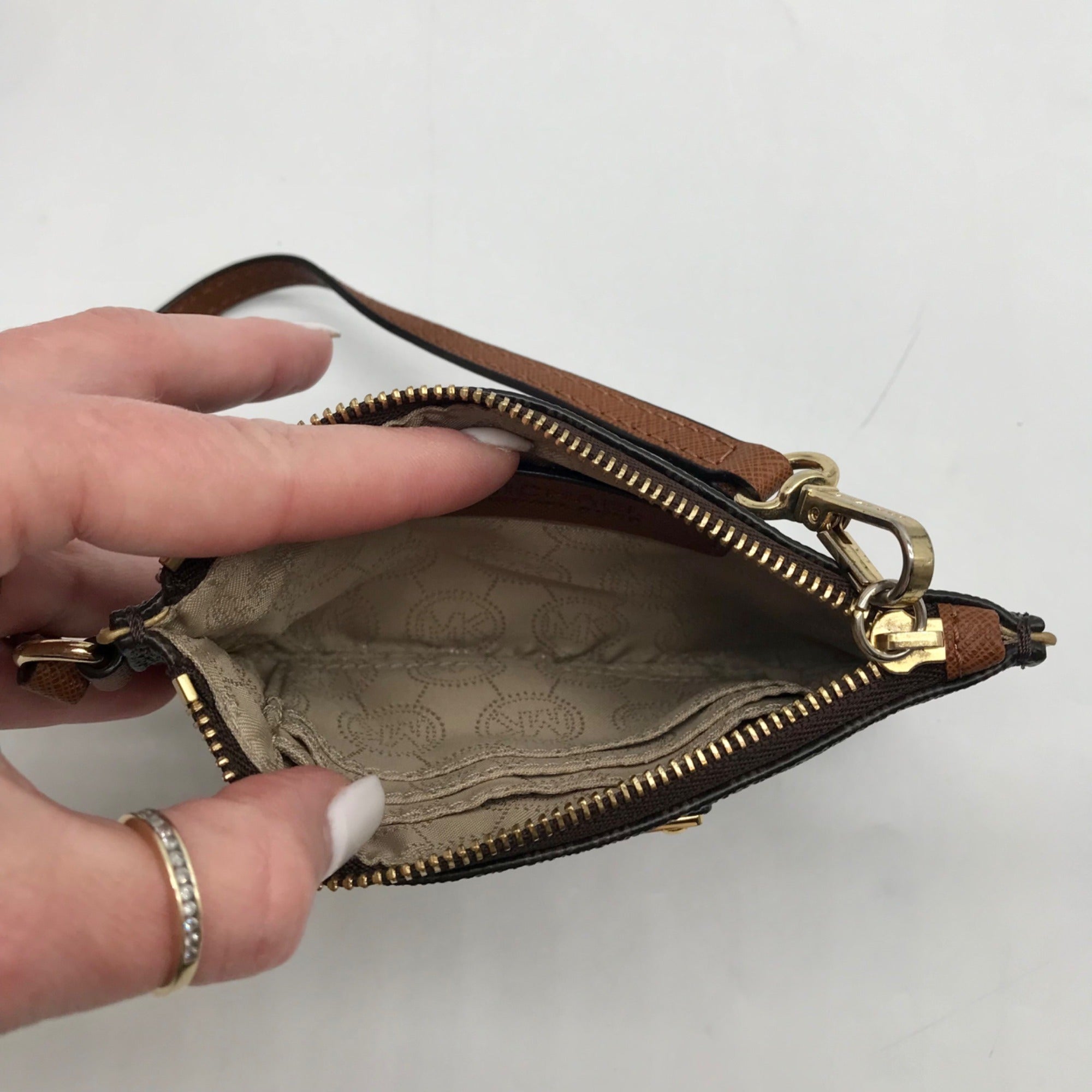 Michael Kors Brown Leather Jet Set Wristlet