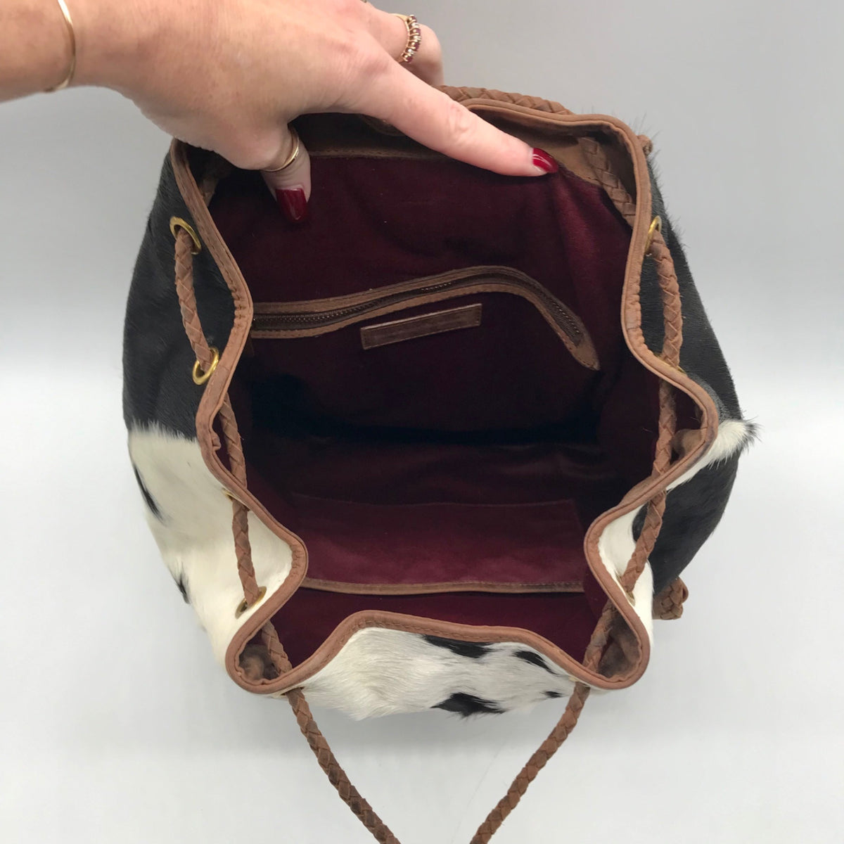 Loyal West Black &amp; White Cowhide Backpack