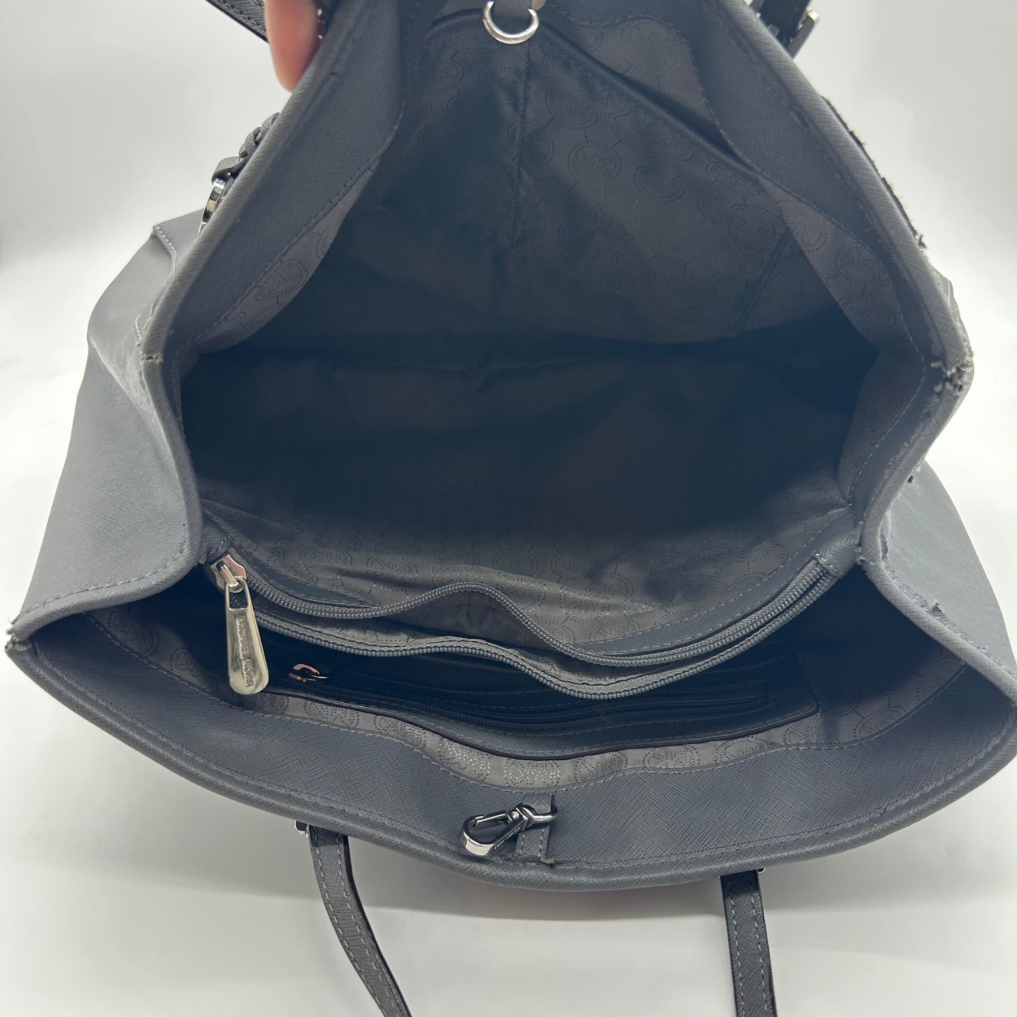 Michael Kors Grey Saffiano Leather Travel Tote Bag