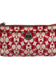 Coach Pink And White Coated Canvas Peyton Dream Monogram Wristlet