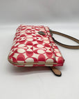 Coach Pink And White Coated Canvas Peyton Dream Monogram Wristlet