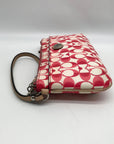 Coach Pink And White Coated Canvas Peyton Dream Monogram Wristlet