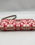 Coach Pink And White Coated Canvas Peyton Dream Monogram Wristlet