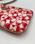 Coach Pink And White Coated Canvas Peyton Dream Monogram Wristlet