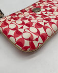 Coach Pink And White Coated Canvas Peyton Dream Monogram Wristlet