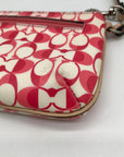 Coach Pink And White Coated Canvas Peyton Dream Monogram Wristlet