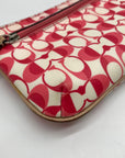 Coach Pink And White Coated Canvas Peyton Dream Monogram Wristlet
