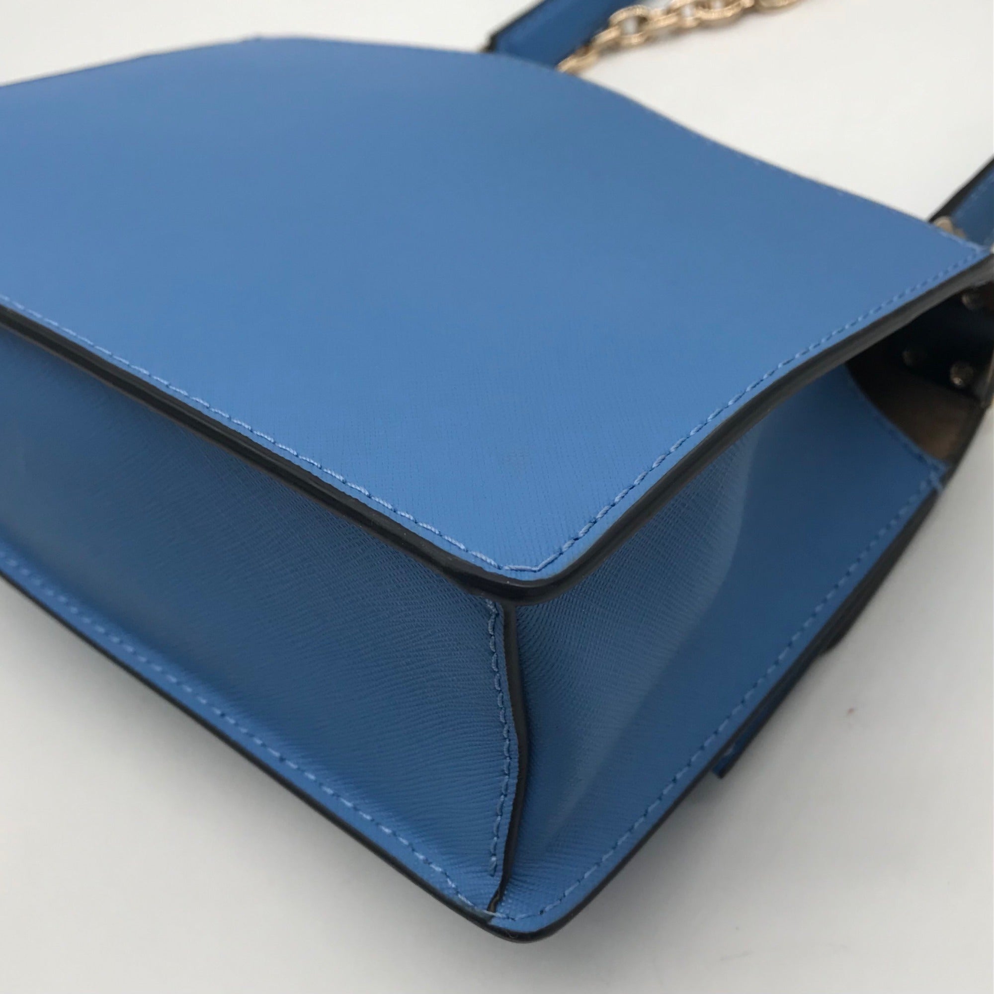 Michael Kors Blue Saffiano Leather Greenwich Small Crossbody Bag