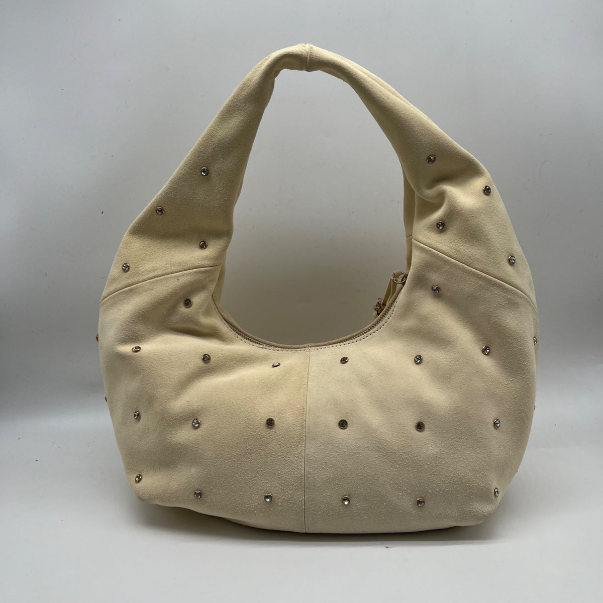 Sam Edelman Faren Rhinestone Medium Beige Suede Hobo