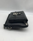 Brighton Black Leather Rhinestone Heart Charm Mini Crossbody