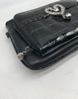 Brighton Black Leather Rhinestone Heart Charm Mini Crossbody