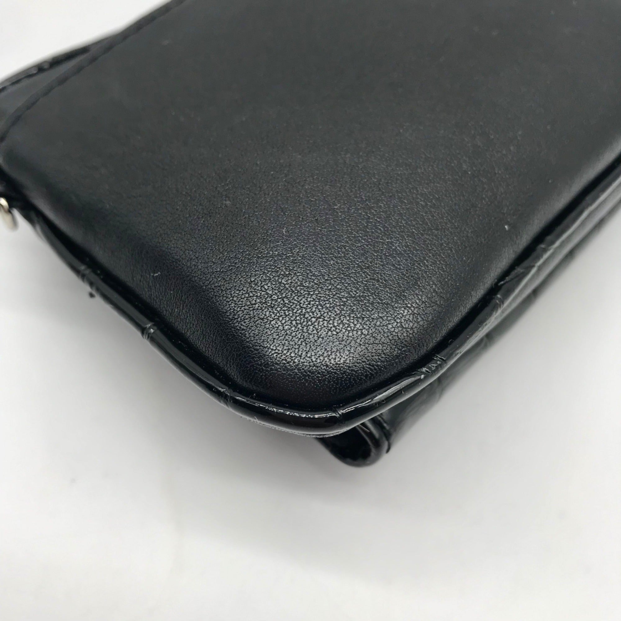 Brighton Black Leather Rhinestone Heart Charm Mini Crossbody