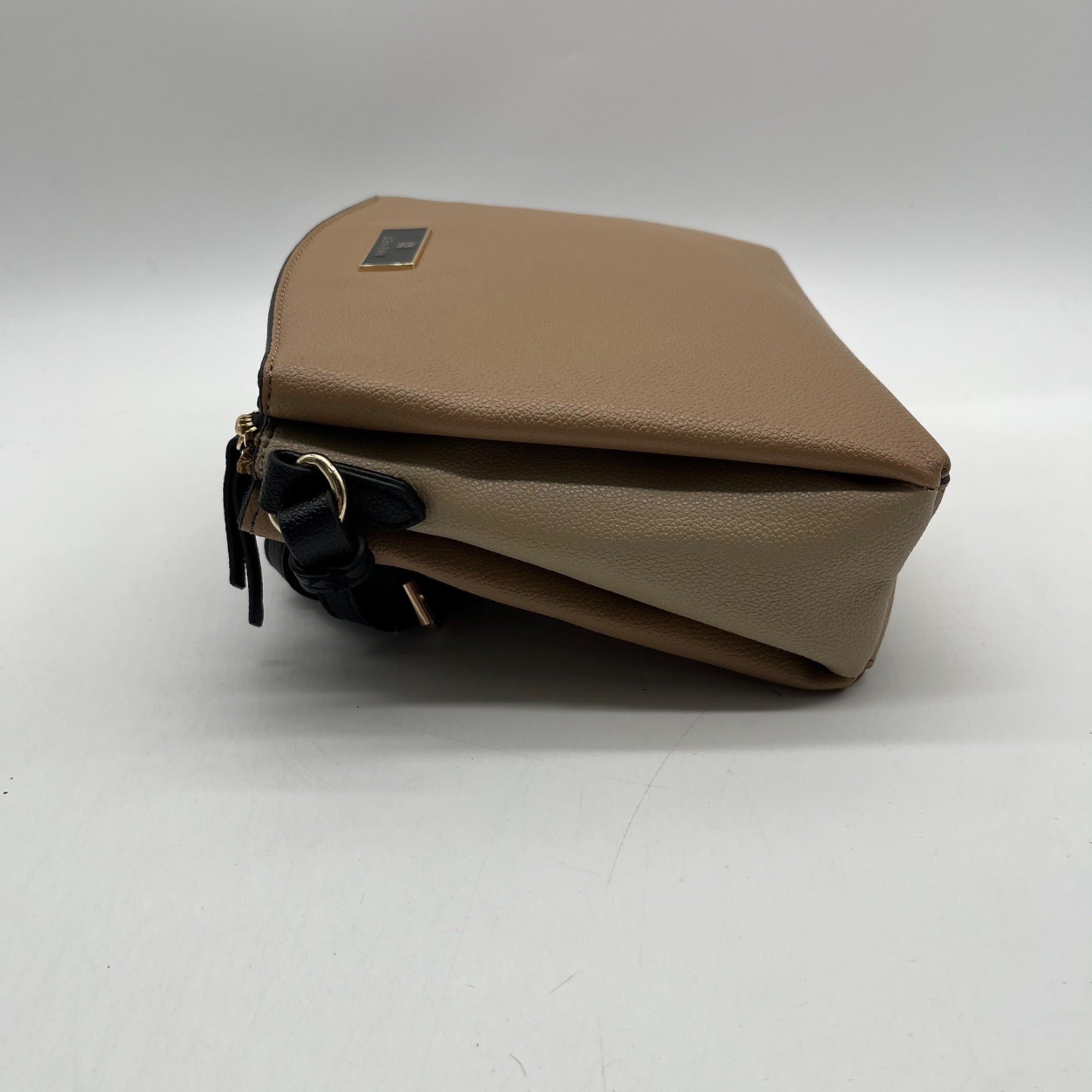 Nine West Beige Pebbled Faux Leather Crossbody Bag