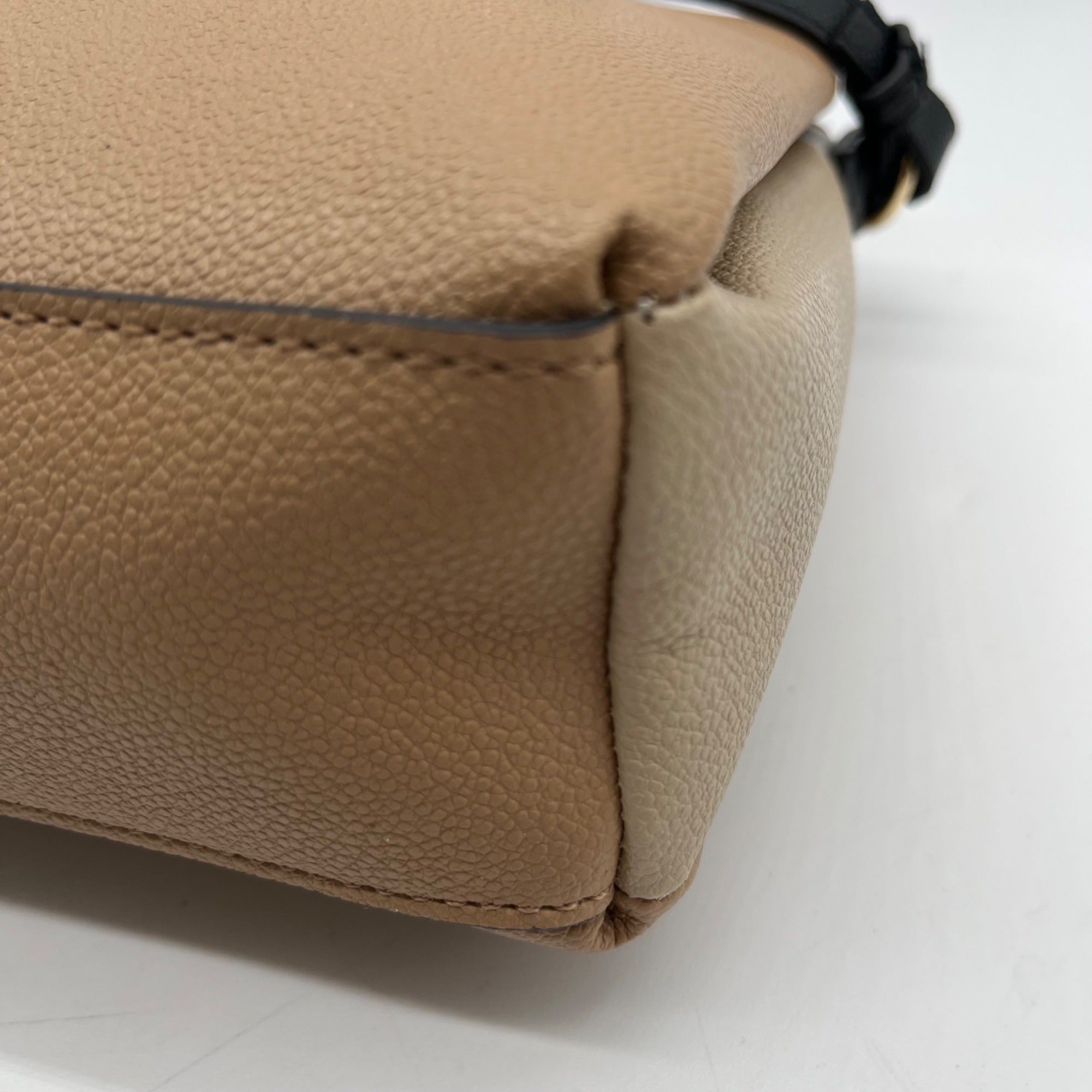 Nine West Beige Pebbled Faux Leather Crossbody Bag