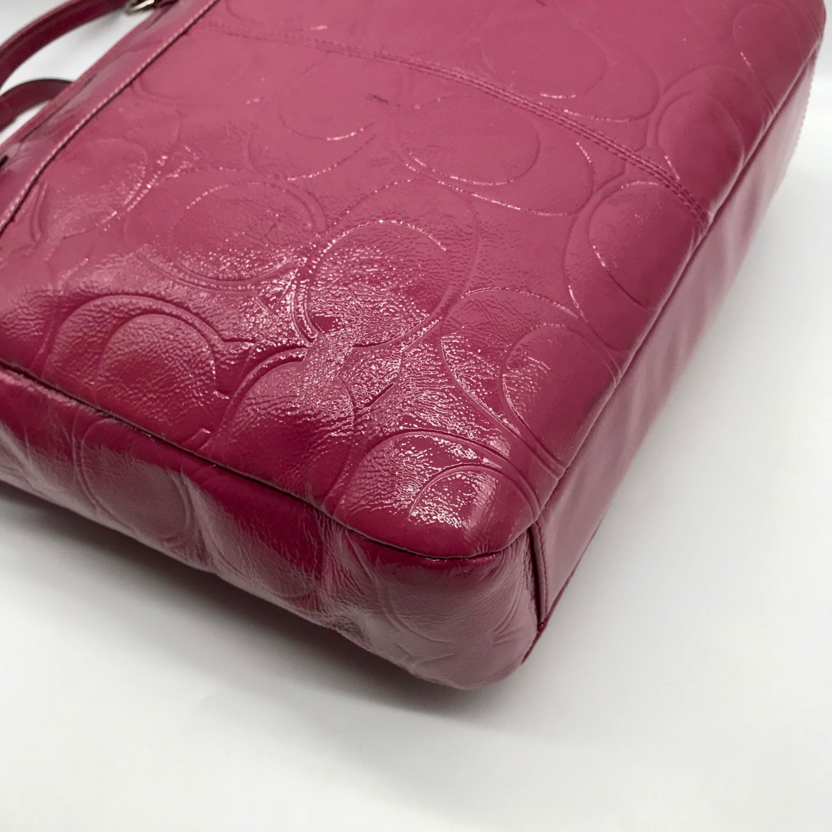 Coach Purple Patent Leather Gallery Embossed Tote Bag F19818