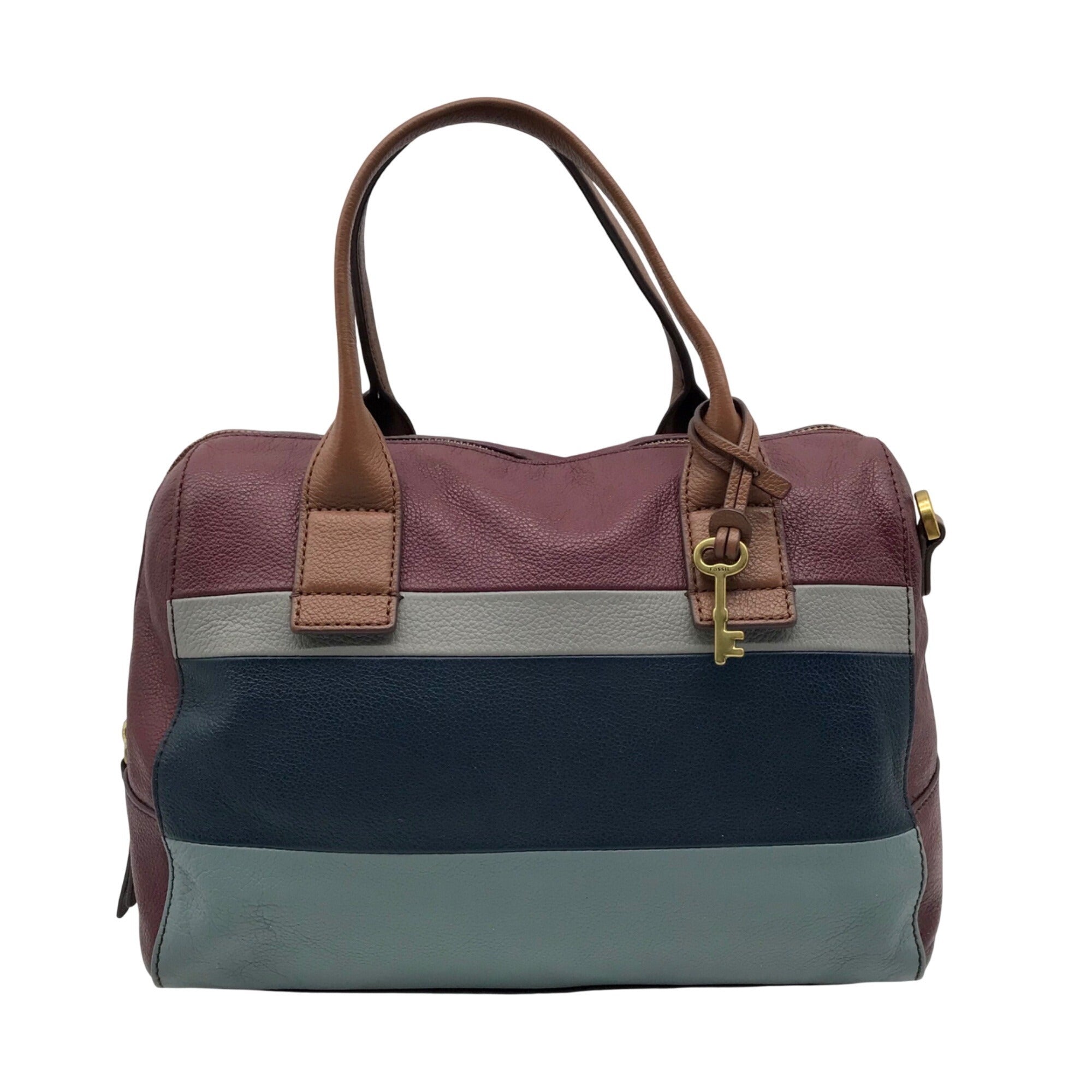 Fossil Multicolor Pebbled Leather Colorblock Satchel Bag