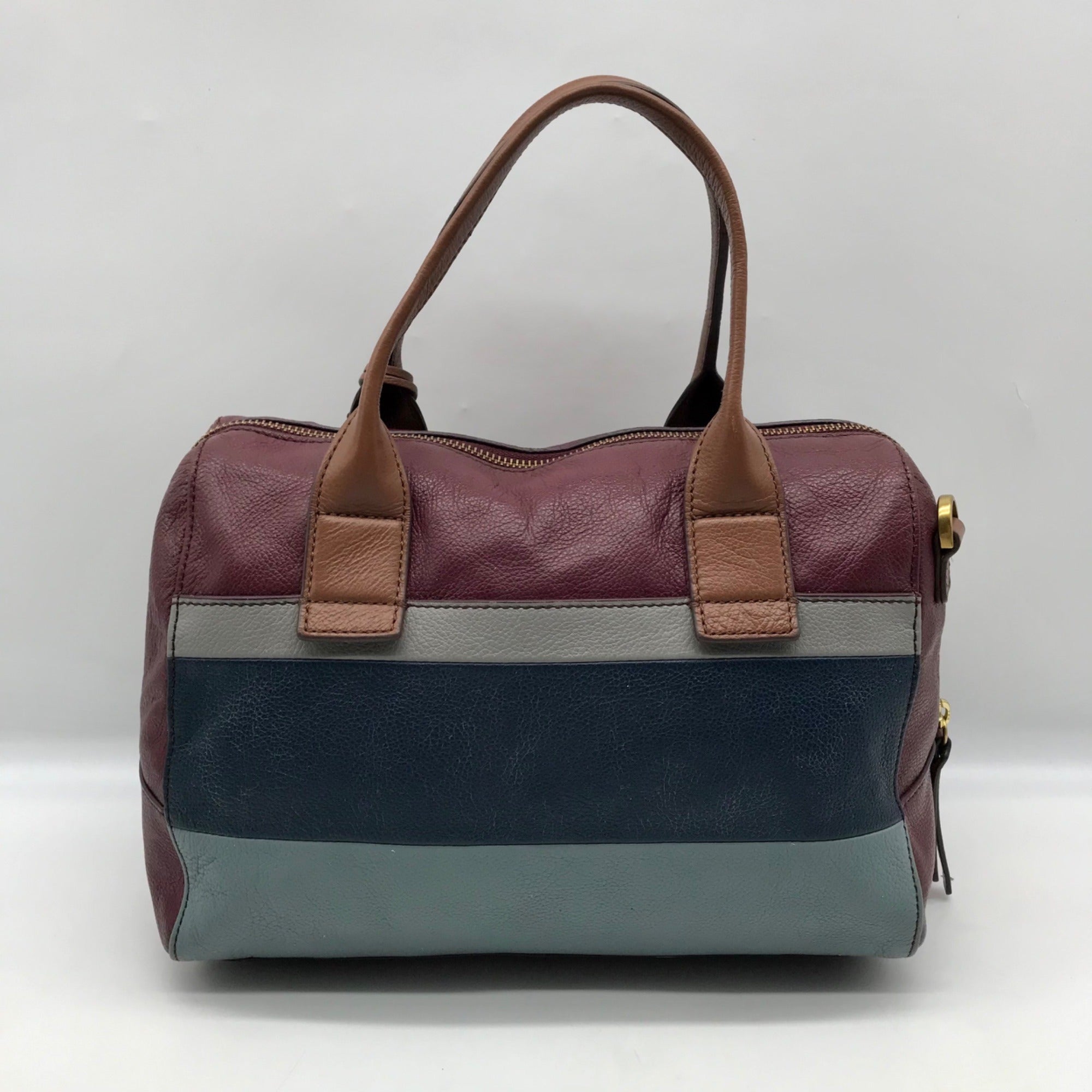 Fossil Multicolor Pebbled Leather Colorblock Satchel Bag