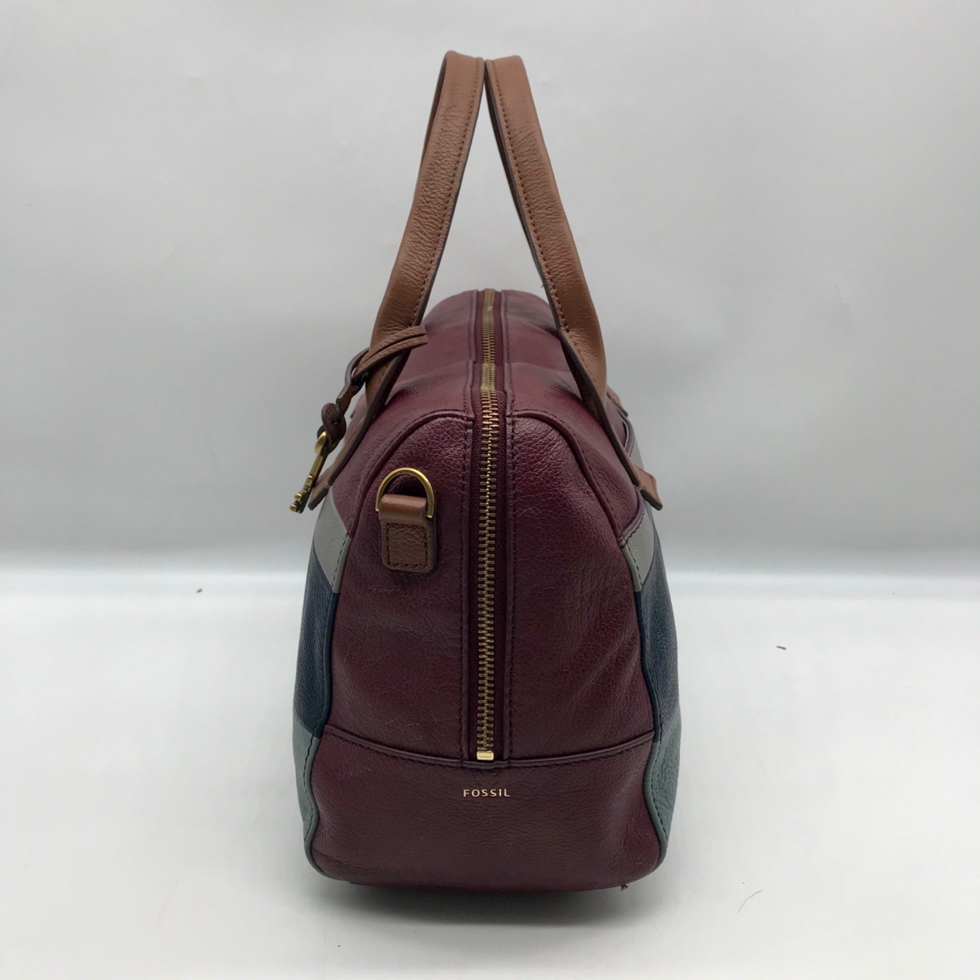 Fossil Multicolor Pebbled Leather Colorblock Satchel Bag