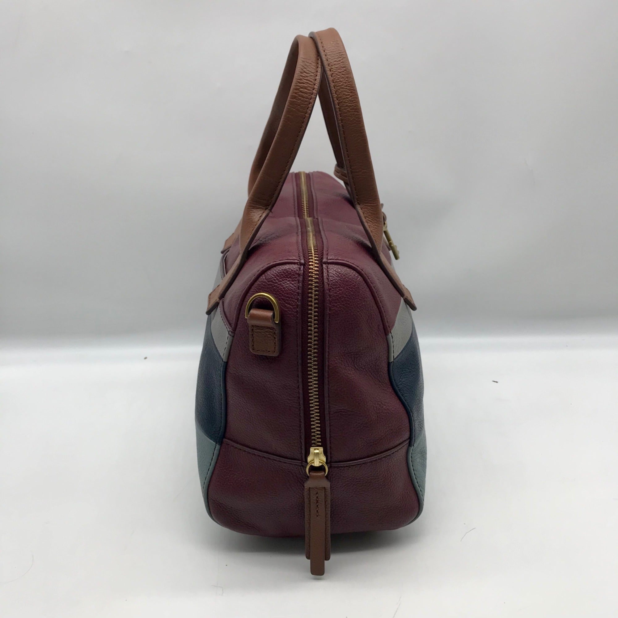 Fossil Multicolor Pebbled Leather Colorblock Satchel Bag