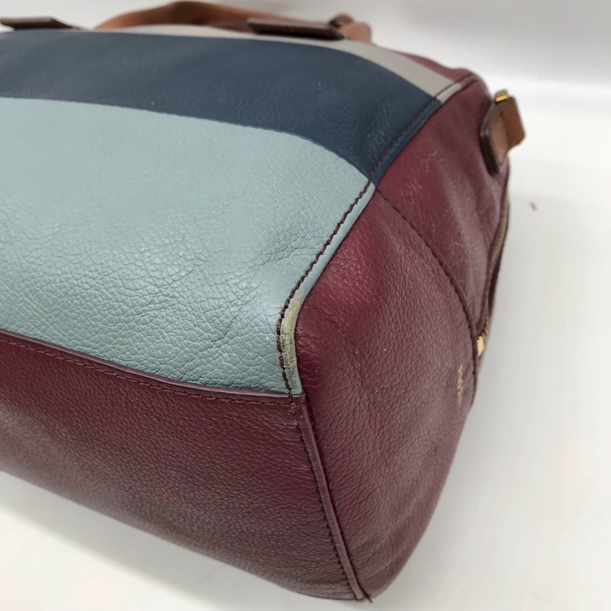 Fossil Multicolor Pebbled Leather Colorblock Satchel Bag