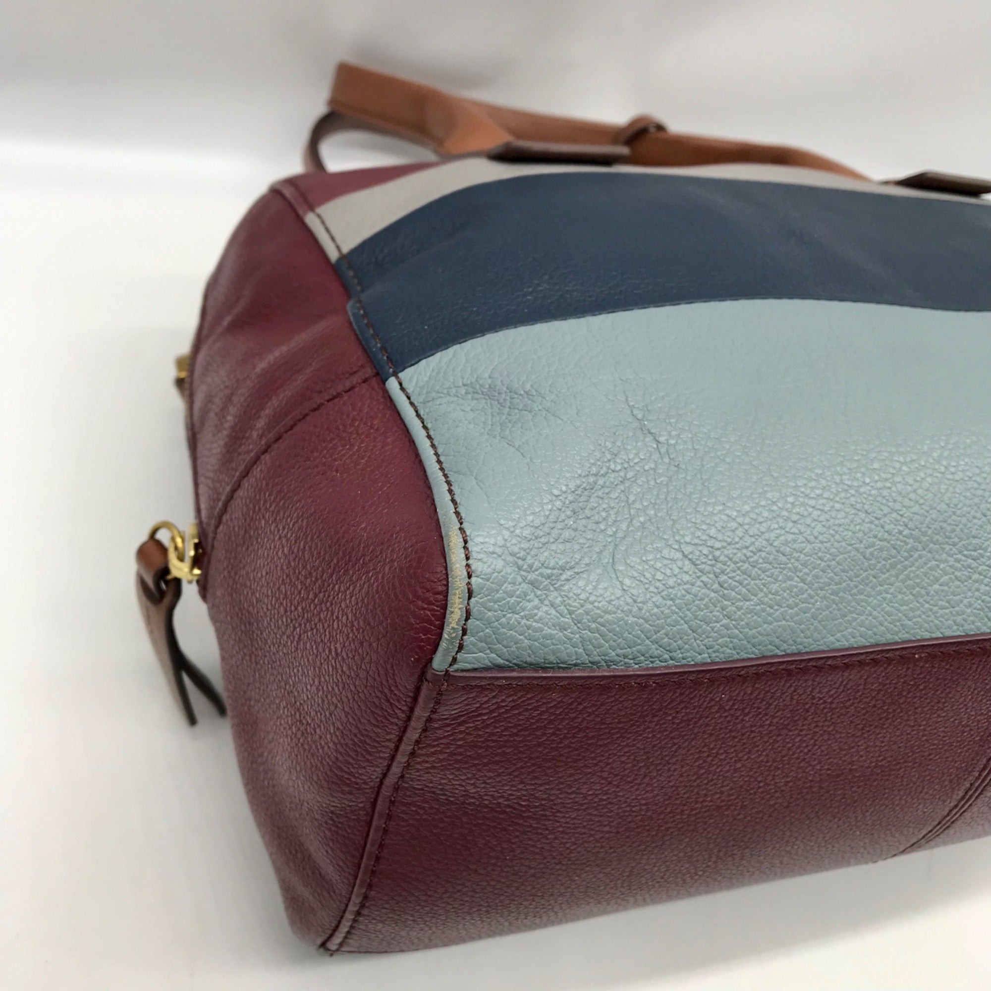 Fossil Multicolor Pebbled Leather Colorblock Satchel Bag