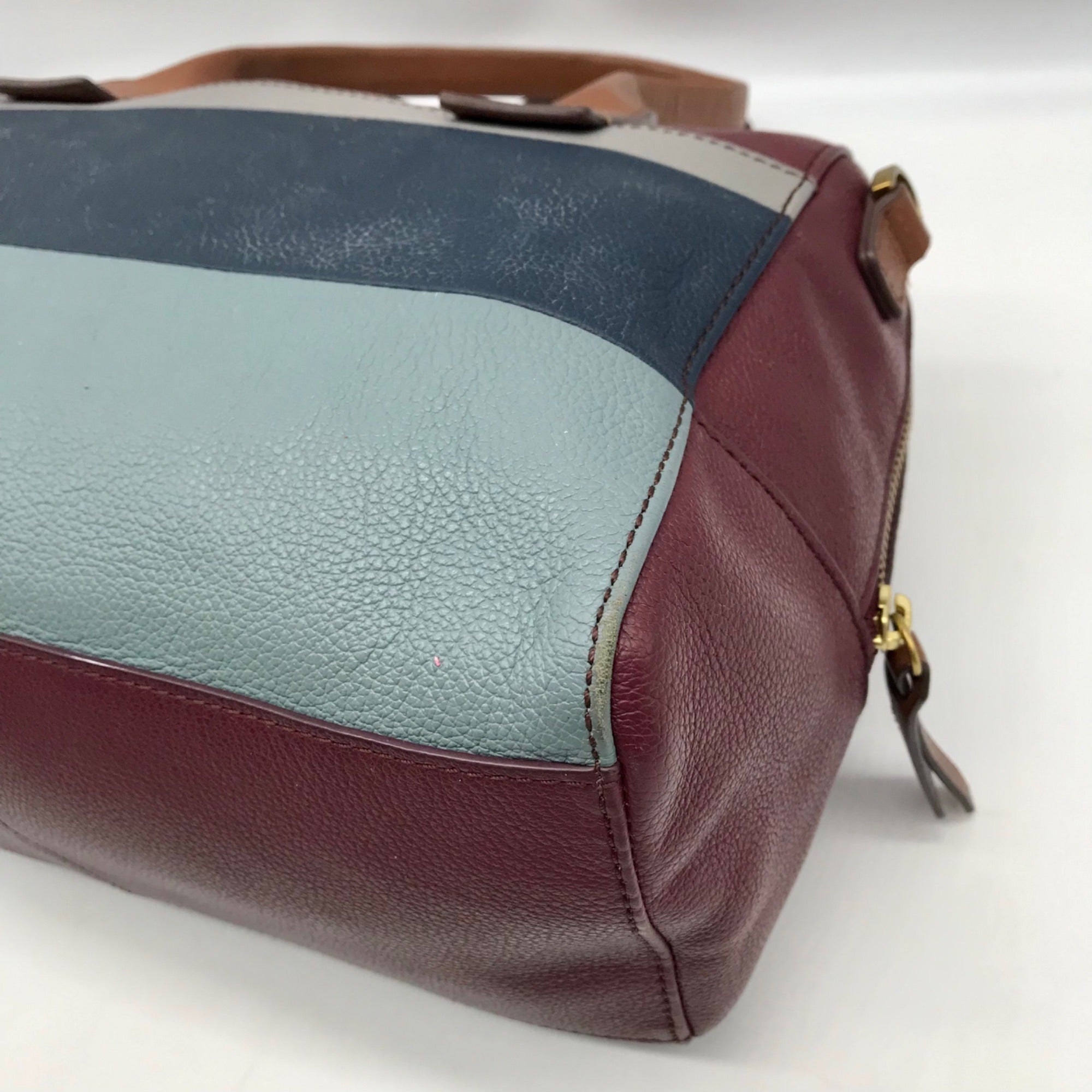 Fossil Multicolor Pebbled Leather Colorblock Satchel Bag