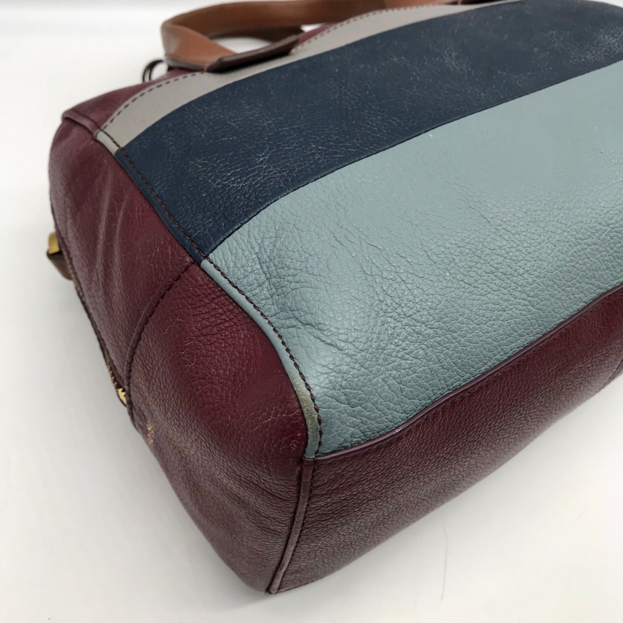 Fossil Multicolor Pebbled Leather Colorblock Satchel Bag