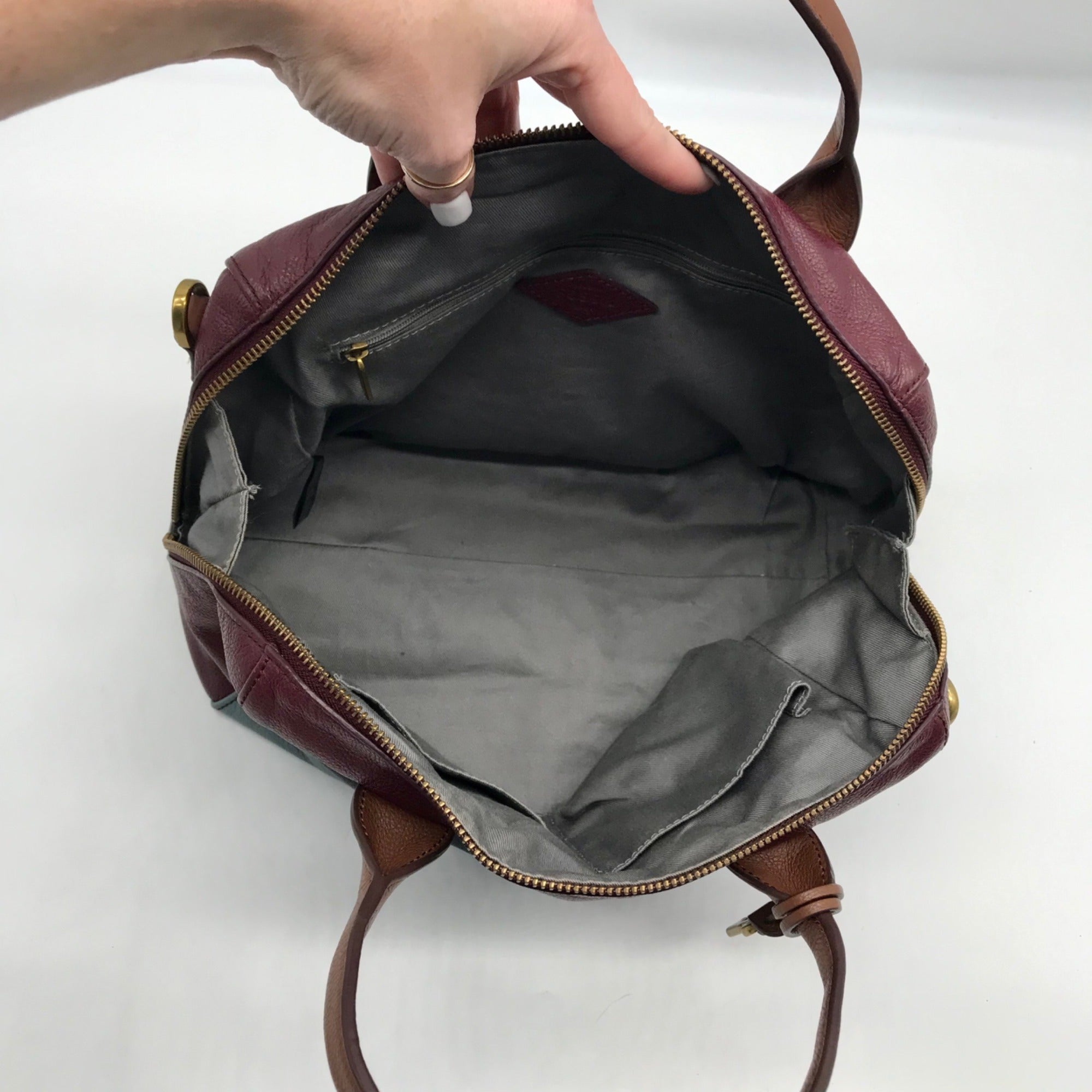 Fossil Multicolor Pebbled Leather Colorblock Satchel Bag