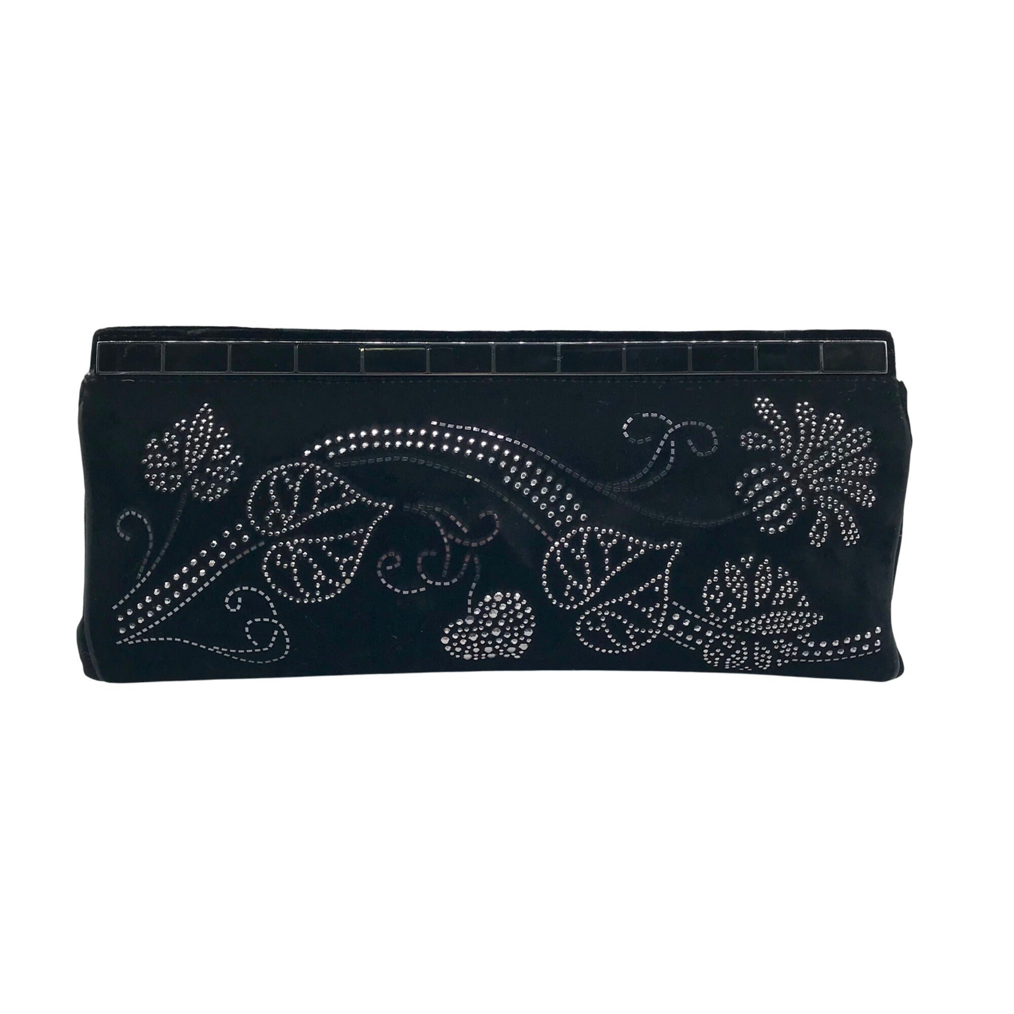 St. John Black Rhinestone Embellished Evening Clutch