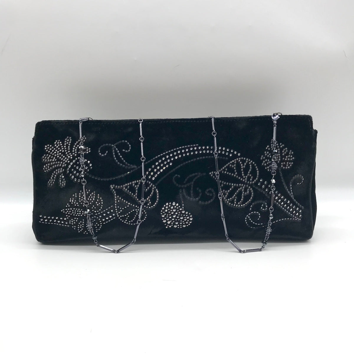 St. John Black Rhinestone Embellished Evening Clutch