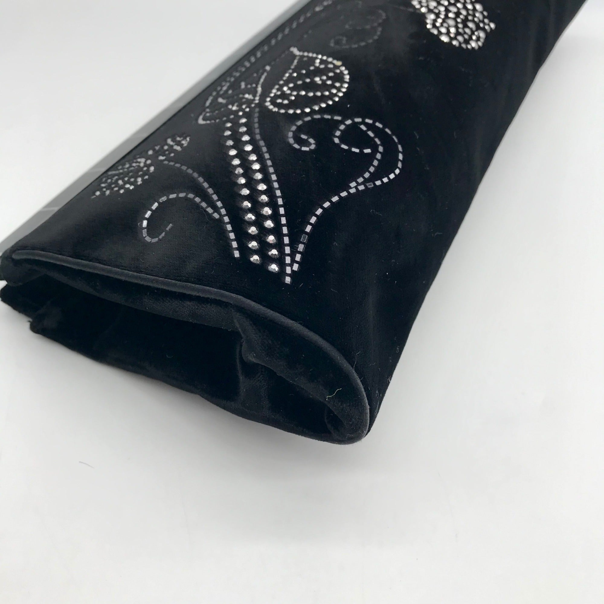 St. John Black Rhinestone Embellished Evening Clutch