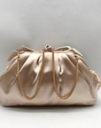 Badgley Mischka Champagne Posey Satin Bow Convertible Clutch Bag