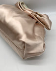 Badgley Mischka Champagne Posey Satin Bow Convertible Clutch Bag
