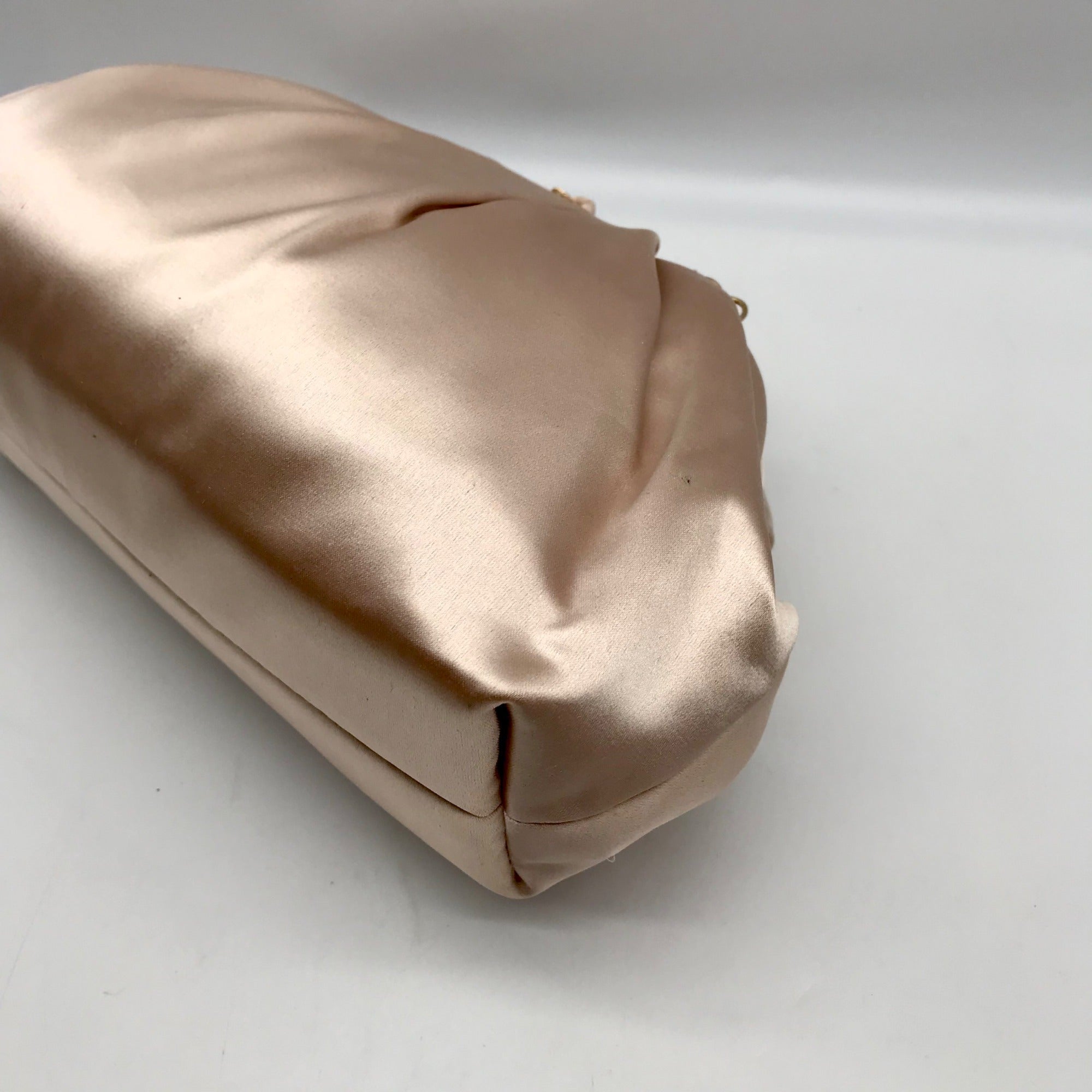 Badgley Mischka Champagne Posey Satin Bow Convertible Clutch Bag